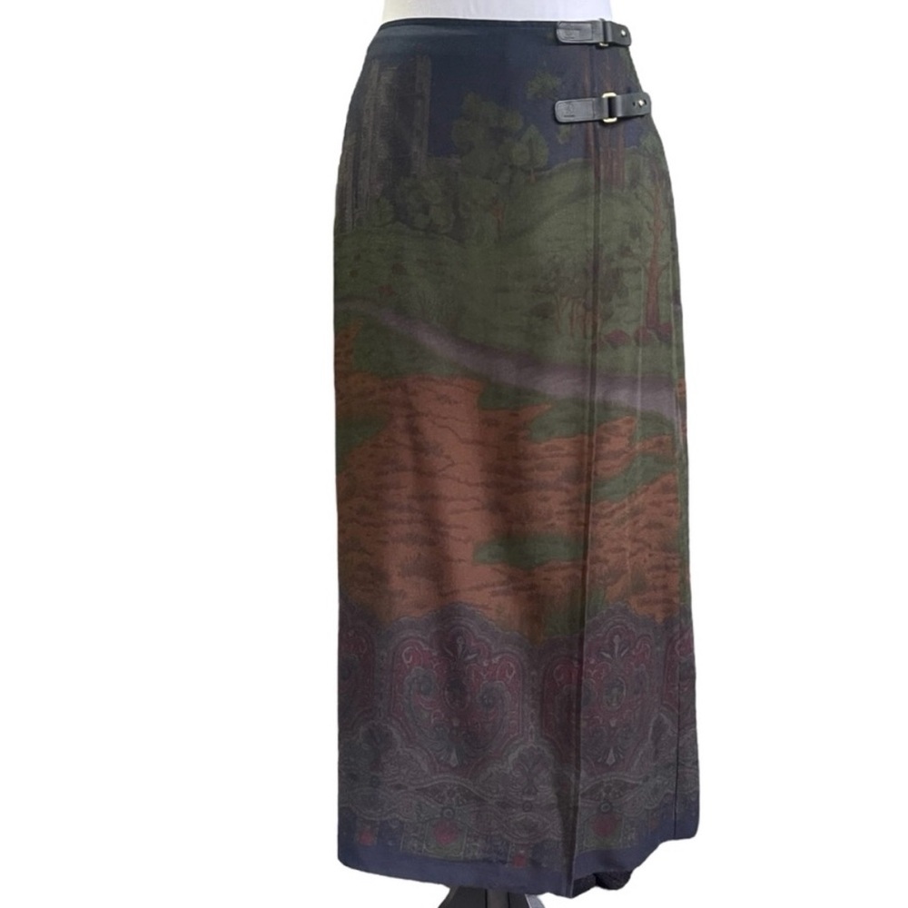 Lauren Ralph Lauren Vintage 90s Oxfordshire Castle Country Scene Skirt Wool 4P